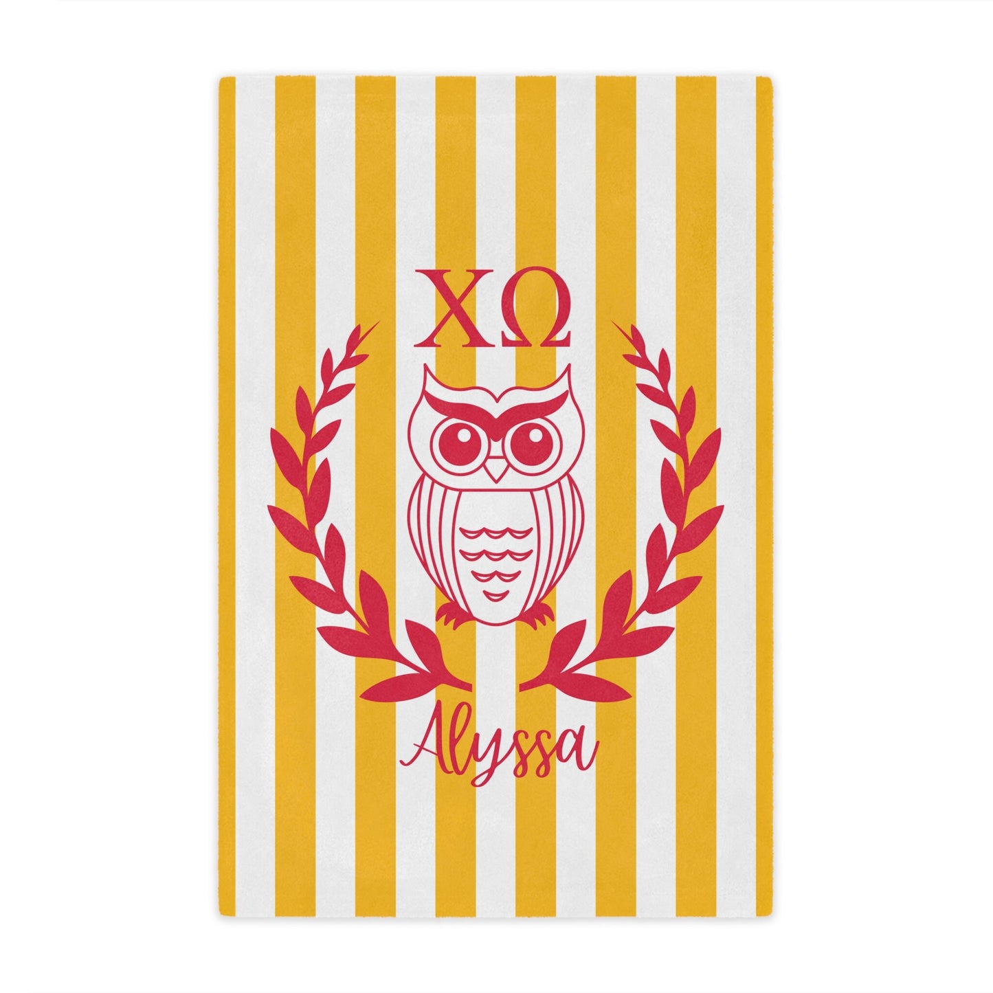 Chi Omega Personalized Owl Stripe Blanket - Ivy Society