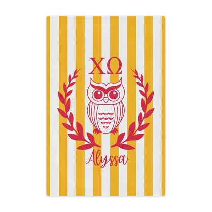 Chi Omega Personalized Owl Stripe Blanket - Ivy Society