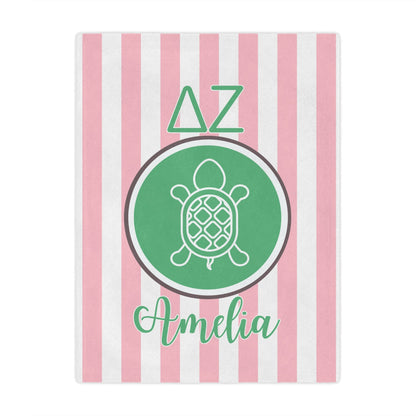 Delta Zeta Personalized Turtle Stripe Blanket - Ivy Society