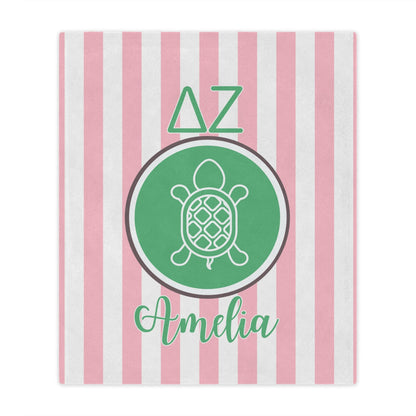 Delta Zeta Personalized Turtle Stripe Blanket - Ivy Society