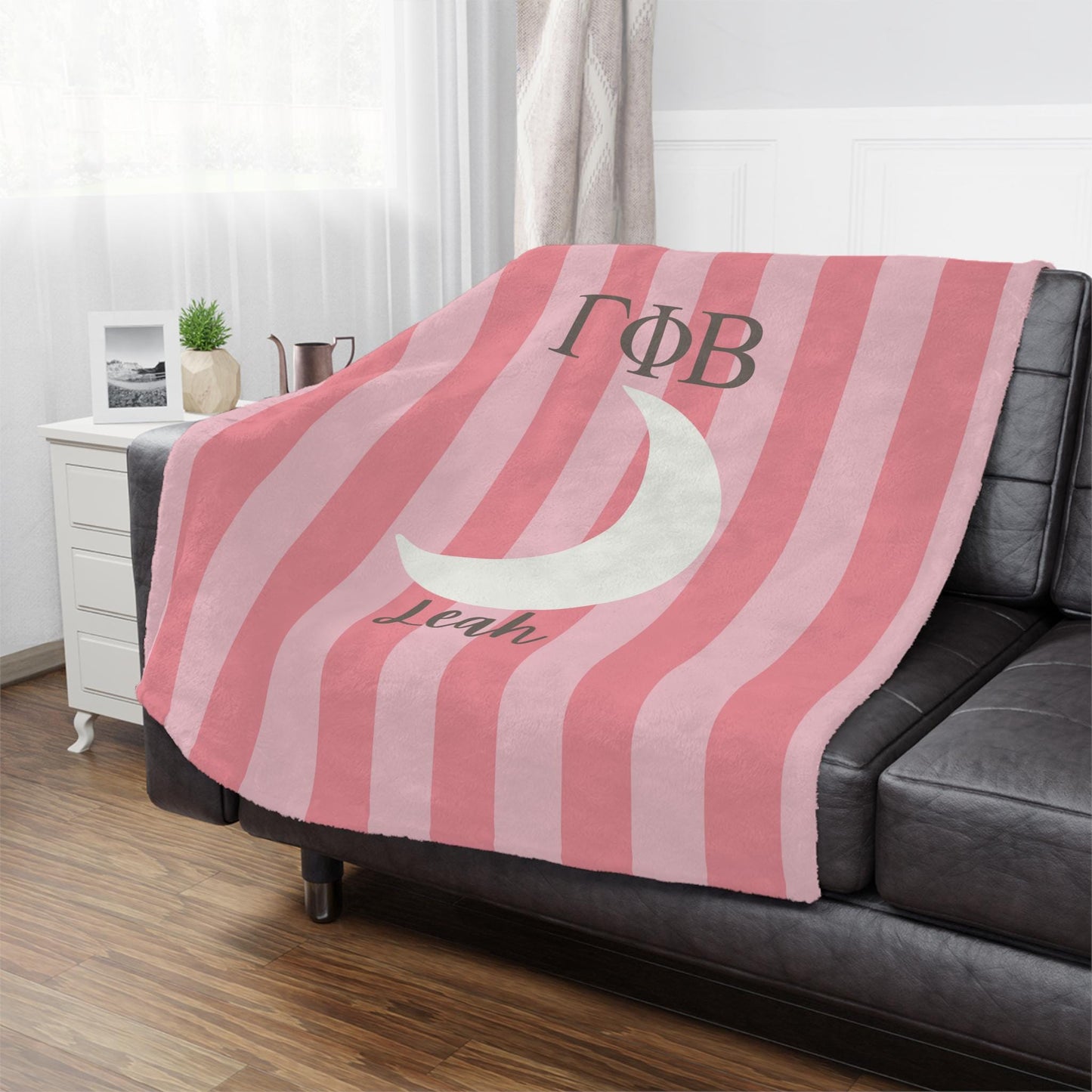 Gamma Phi Beta Personalized Moon Stripe Blanket - Ivy Society