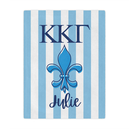 Kappa Kappa Gamma Personalized Fleur Dis Lis Stripe Blanket - Ivy Society