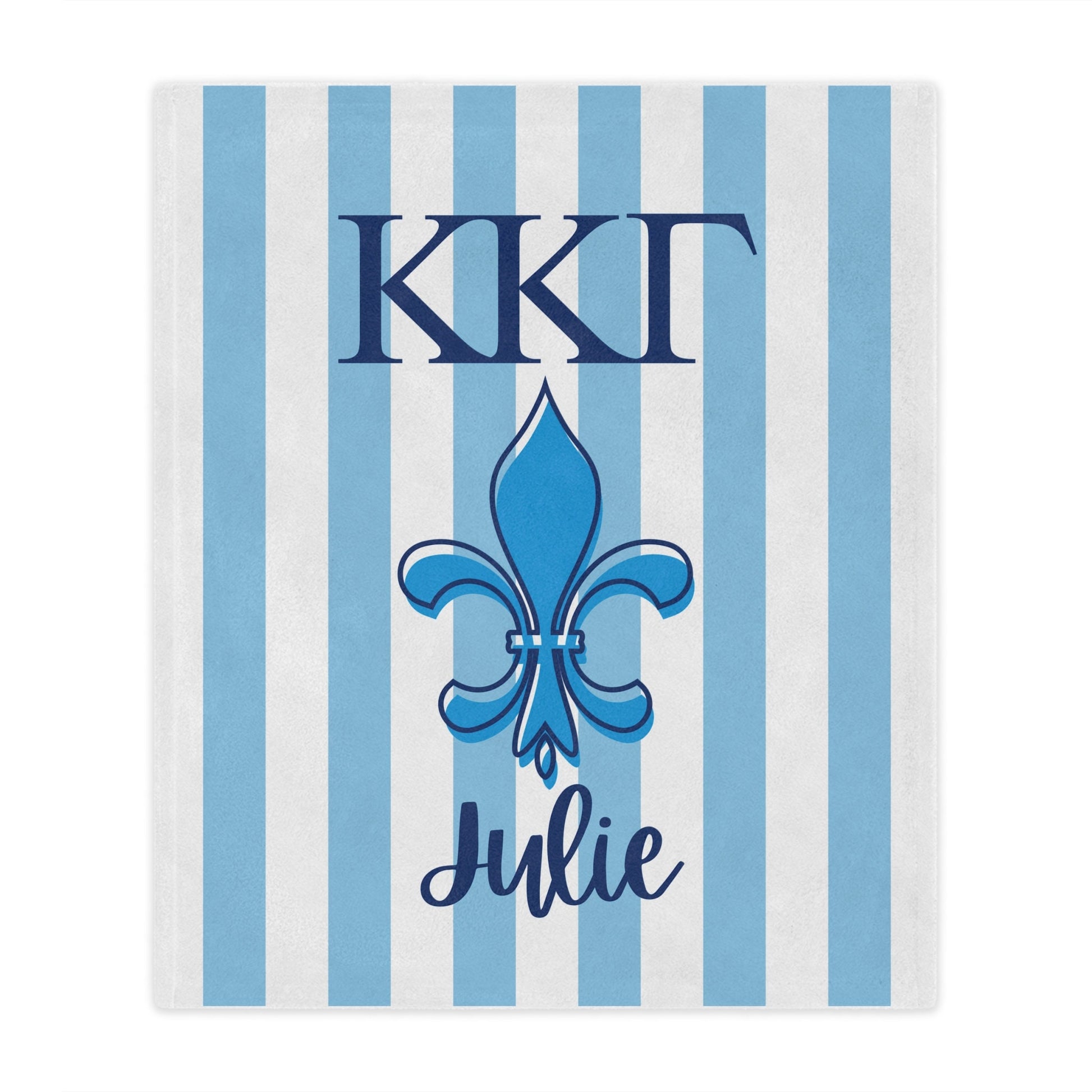 Kappa Kappa Gamma Personalized Fleur Dis Lis Stripe Blanket - Ivy Society