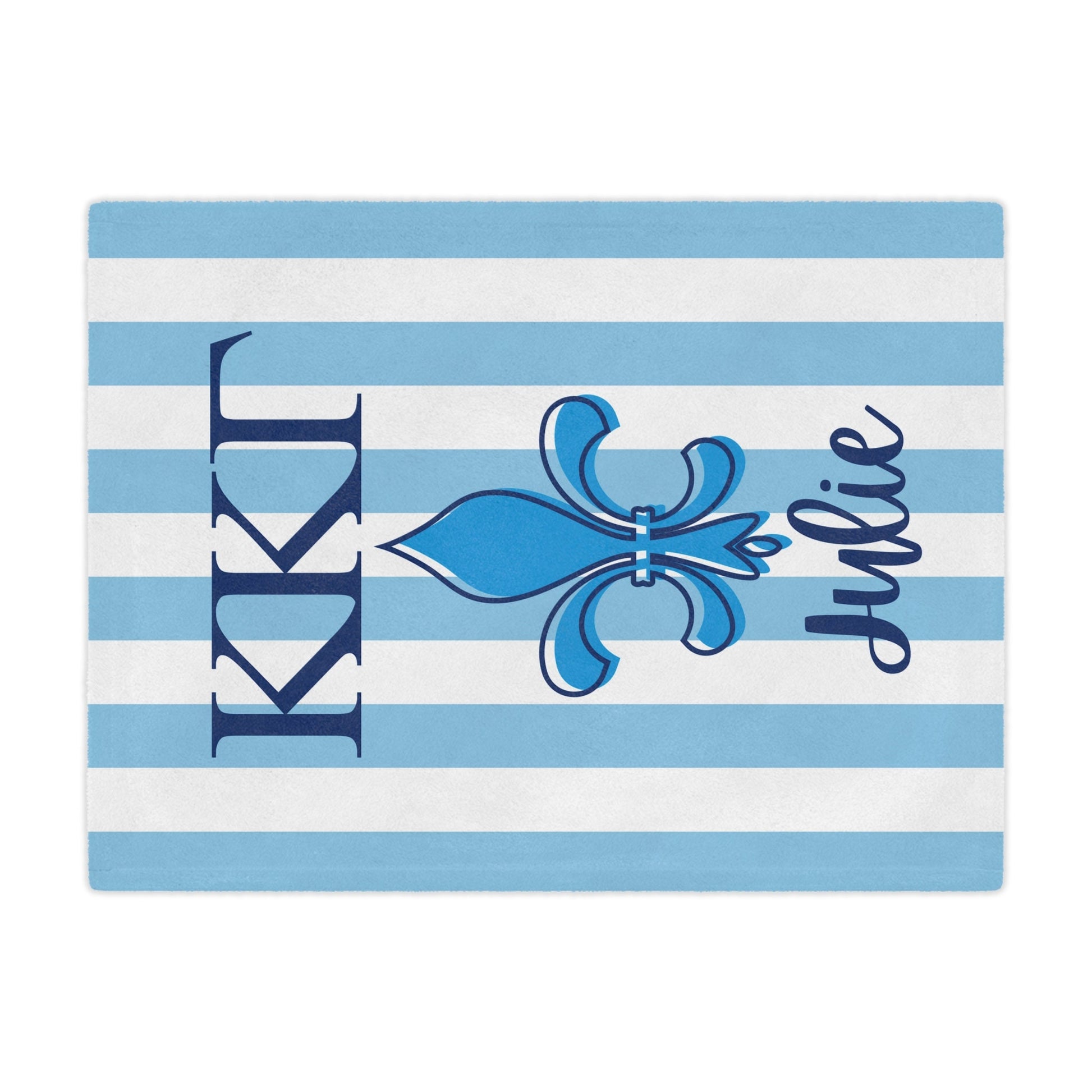 Kappa Kappa Gamma Personalized Fleur Dis Lis Stripe Blanket - Ivy Society
