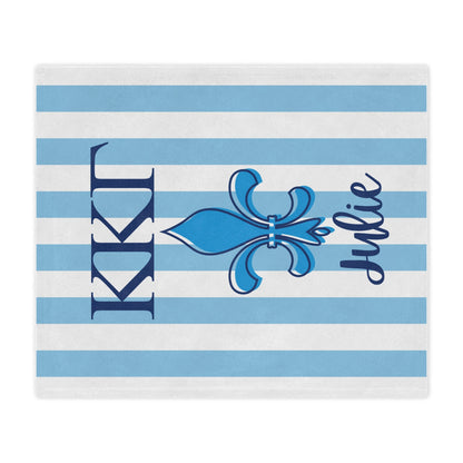 Kappa Kappa Gamma Personalized Fleur Dis Lis Stripe Blanket - Ivy Society