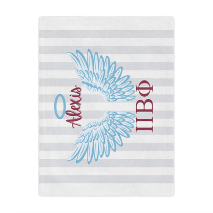 Pi Beta Phi Personalized Blue Angel Wings Blanket - Ivy Society