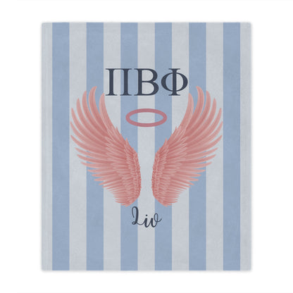 Pi Beta Phi Personalized Pink Angel Wings Blanket - Ivy Society