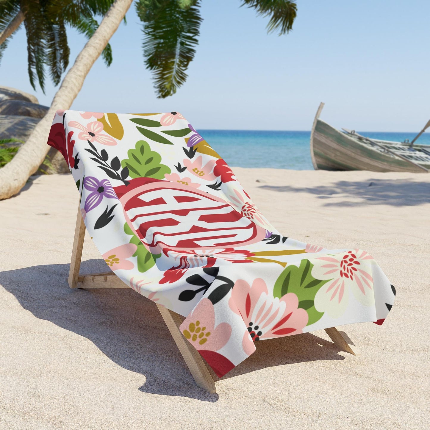 Alpha Chi Omega Floral Beach Towel - Ivy Society
