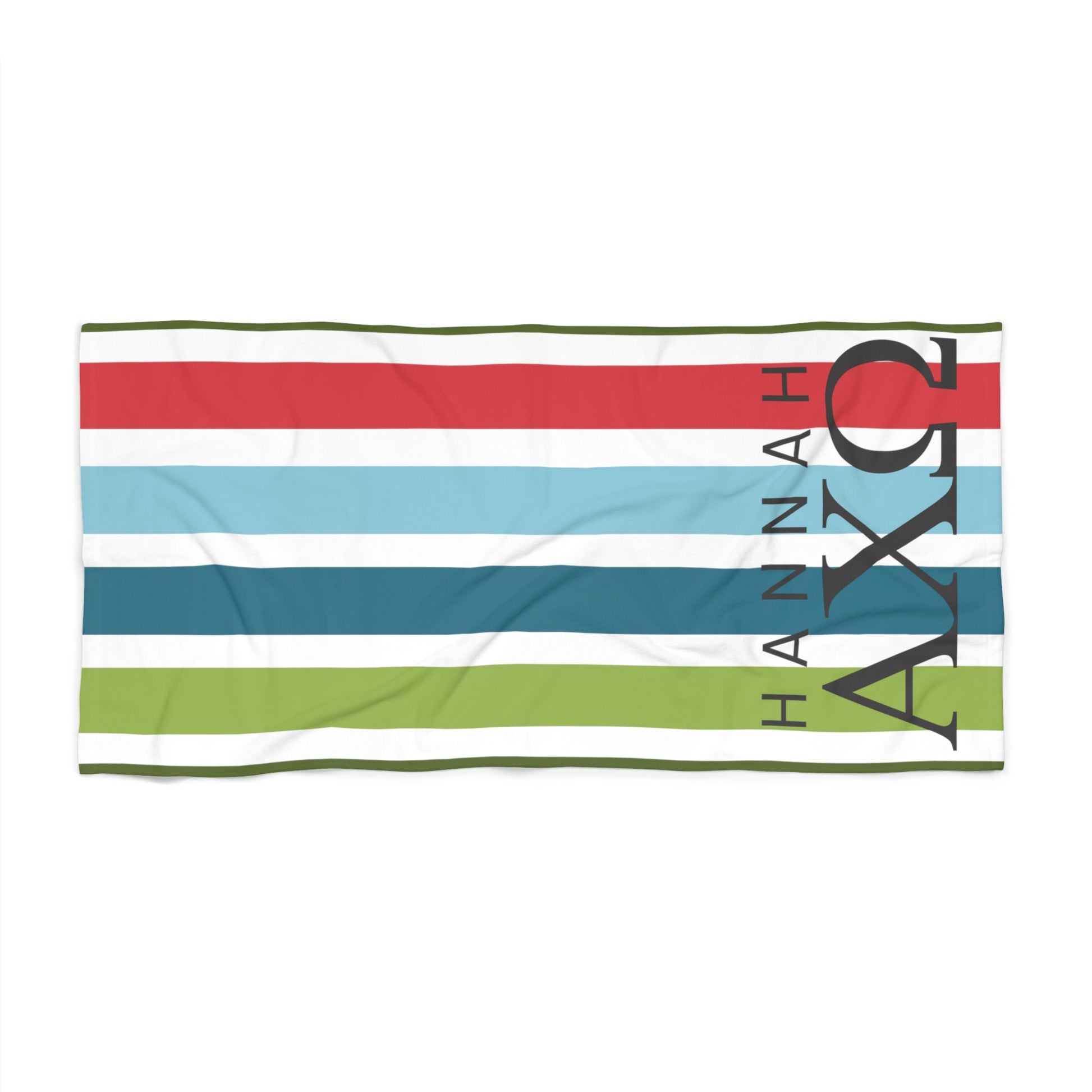 Alpha Chi Omega Personalized Stripe Beach Towel - Ivy Society