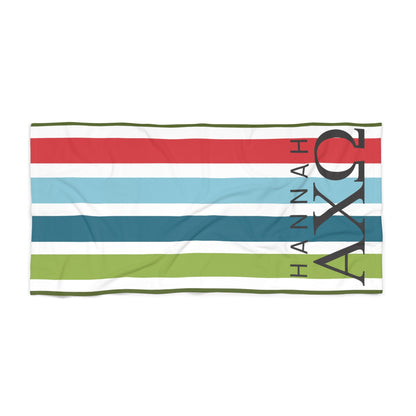 Alpha Chi Omega Personalized Stripe Beach Towel - Ivy Society