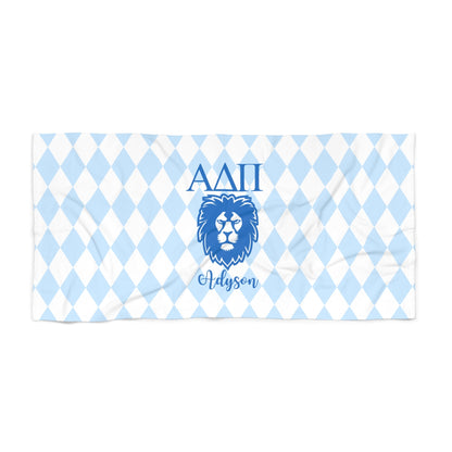 Alpha Delta Pi Personalized Lion Beach Towel - Ivy Society