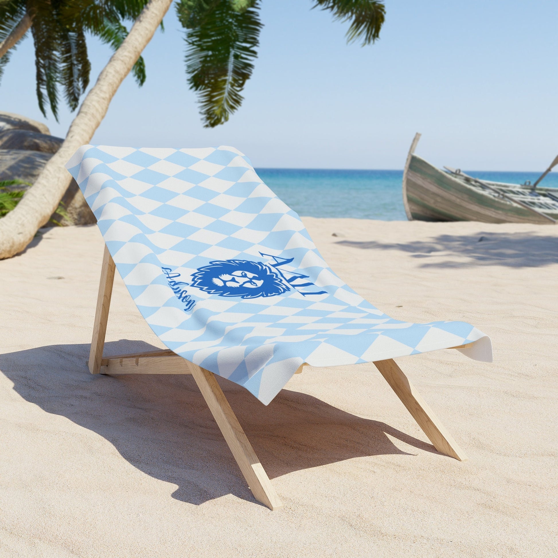 Alpha Delta Pi Personalized Lion Beach Towel - Ivy Society