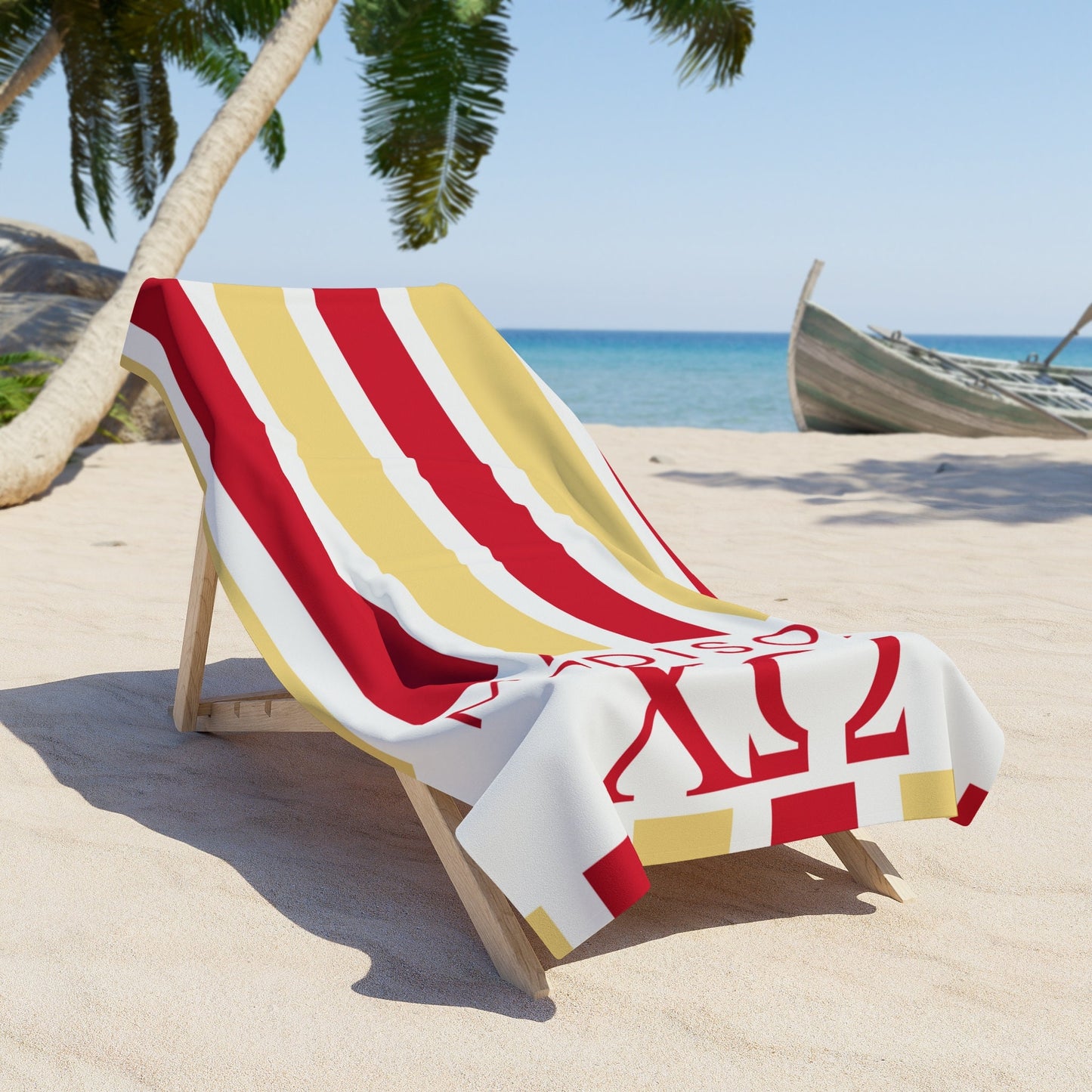 Chi Omega Personalized Stripe Beach Towel - Ivy Society