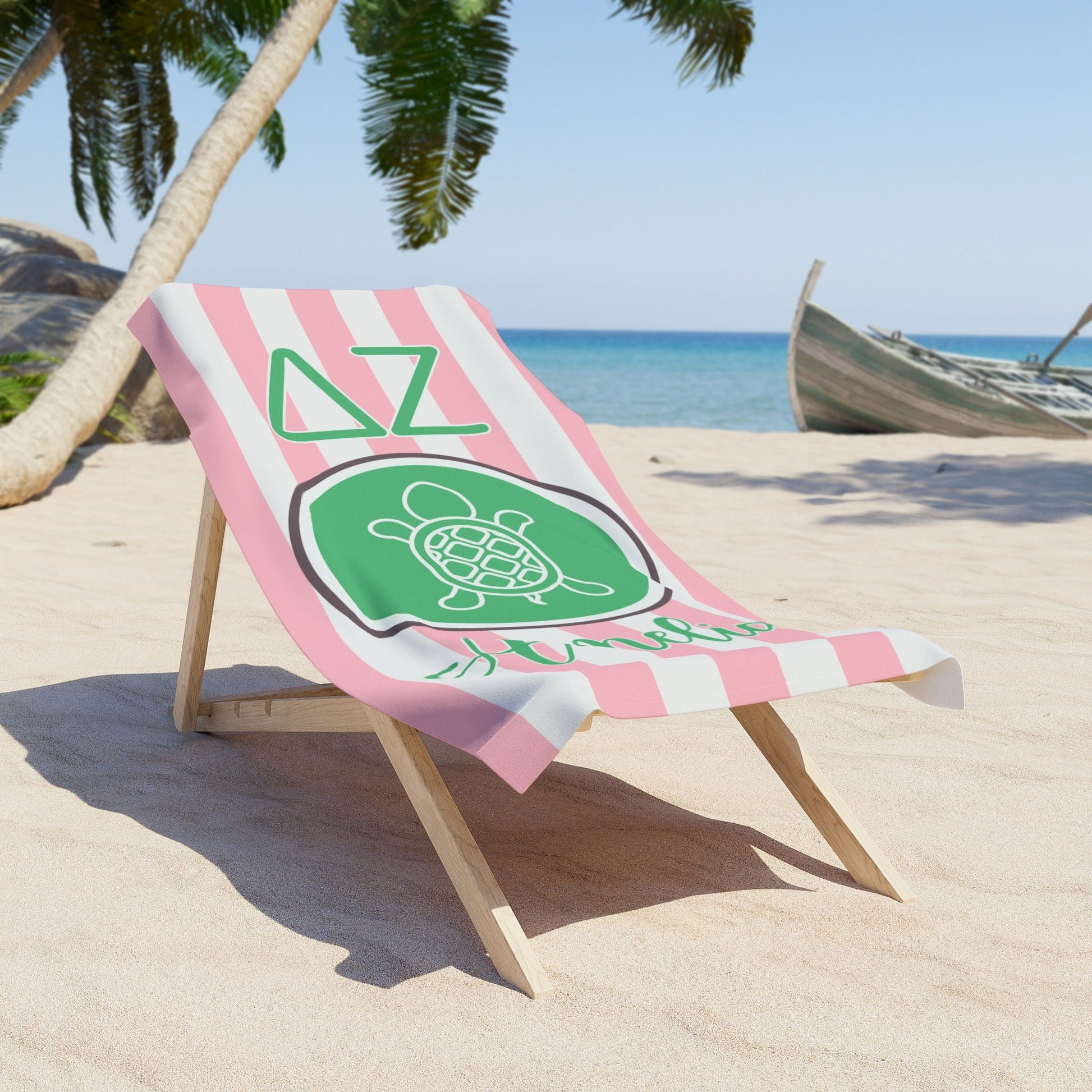 Delta Zeta Turtle Personalized Beach Towel - Ivy Society