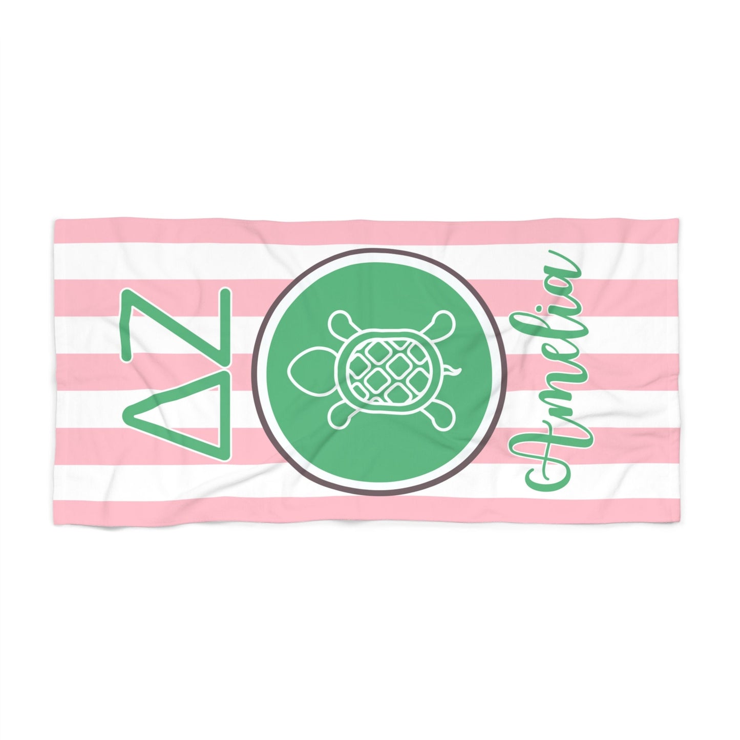 Delta Zeta Turtle Personalized Beach Towel - Ivy Society