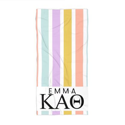 Kappa Alpha Theta Personalized Stripe Beach Towel - Ivy Society