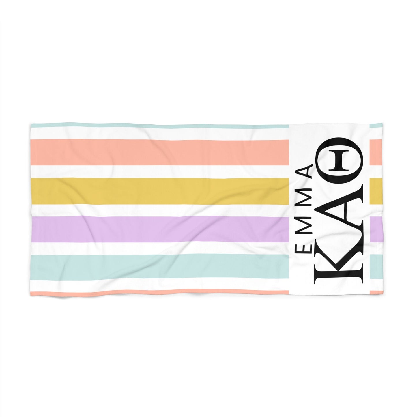 Kappa Alpha Theta Personalized Stripe Beach Towel - Ivy Society