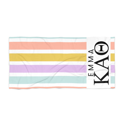Kappa Alpha Theta Personalized Stripe Beach Towel - Ivy Society