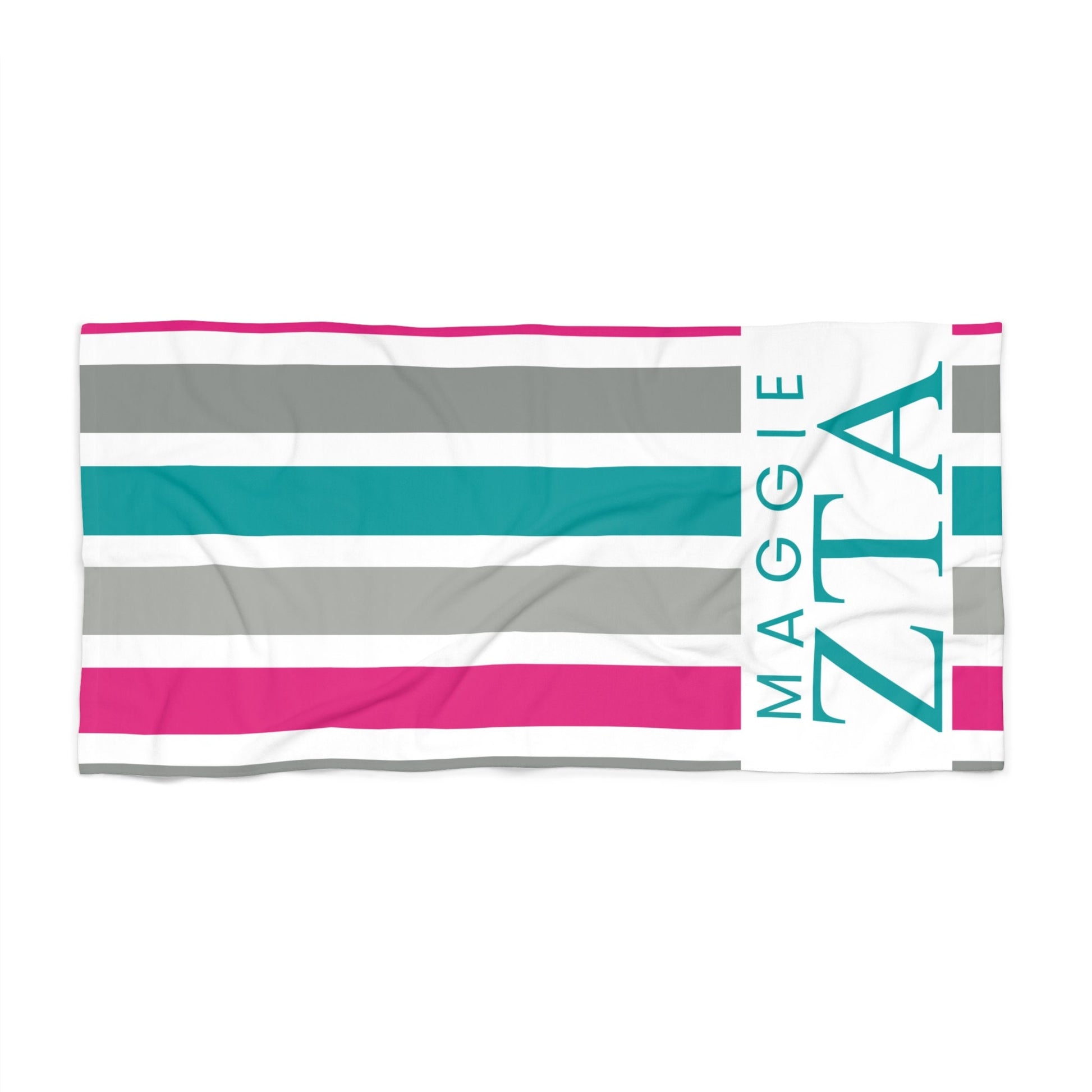 Personalized Zeta Tau Alpha Personalized Stripe Beach Towel - Ivy Society