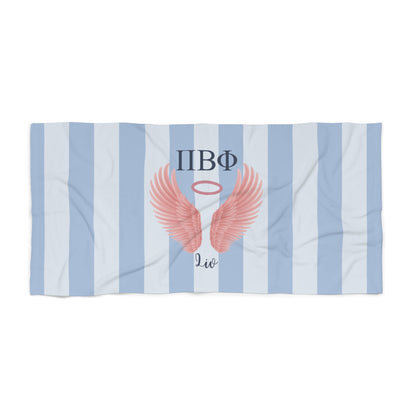 Pi Beta Phi Personalized Pink Angel Wing Beach Towel - Ivy Society
