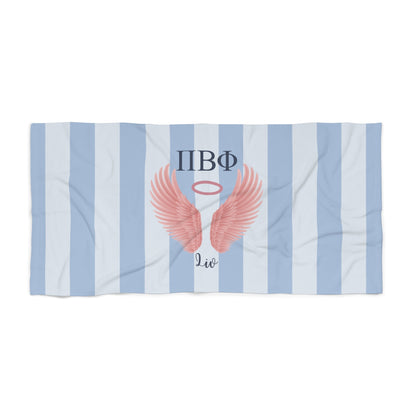 Pi Beta Phi Personalized Pink Angel Wing Beach Towel - Ivy Society
