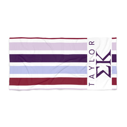 Sigma Kappa Personalized Stripe Beach Towel - Ivy Society