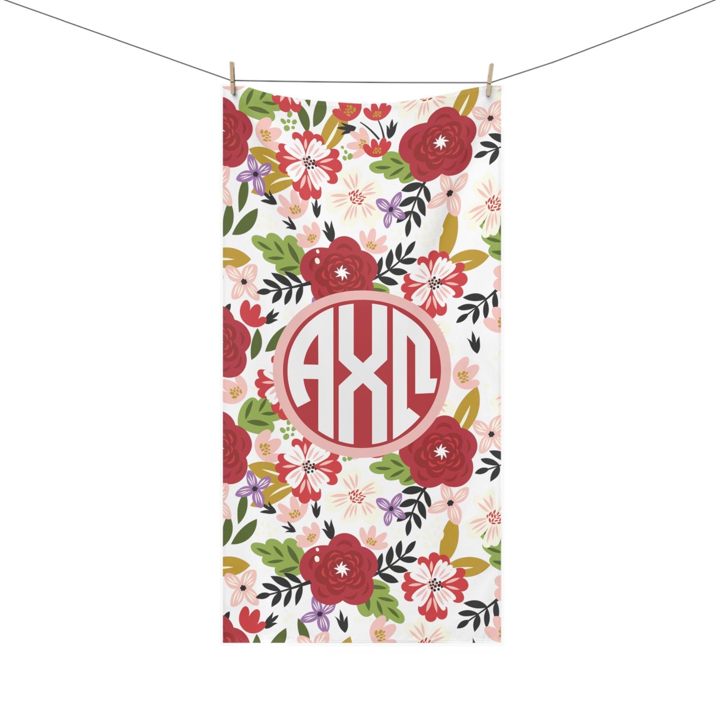 Alpha Chi Omega Floral Lightweight Beach Towel - Ivy Society