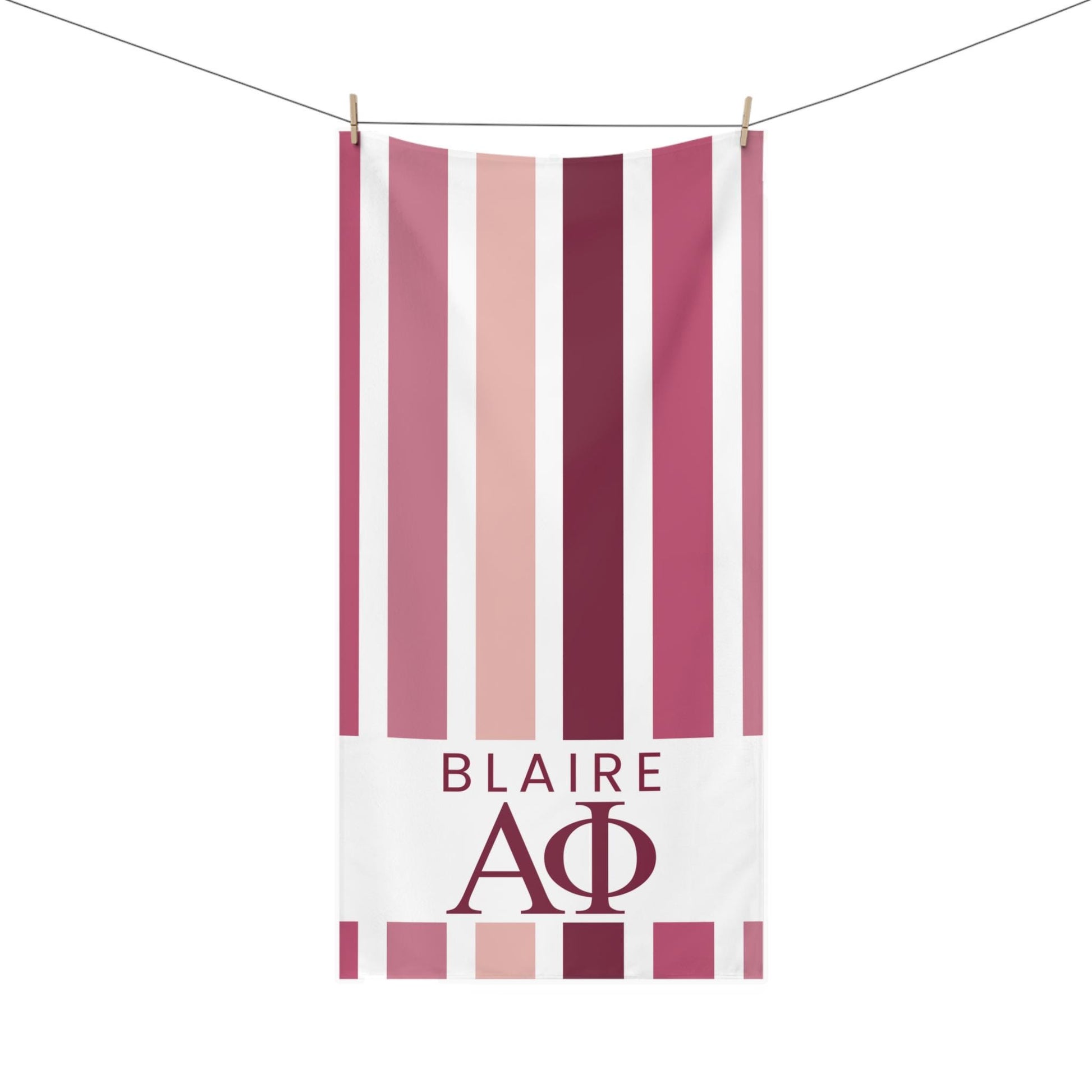 Alpha Phi Personalized Striped Beach Towel - Ivy Society