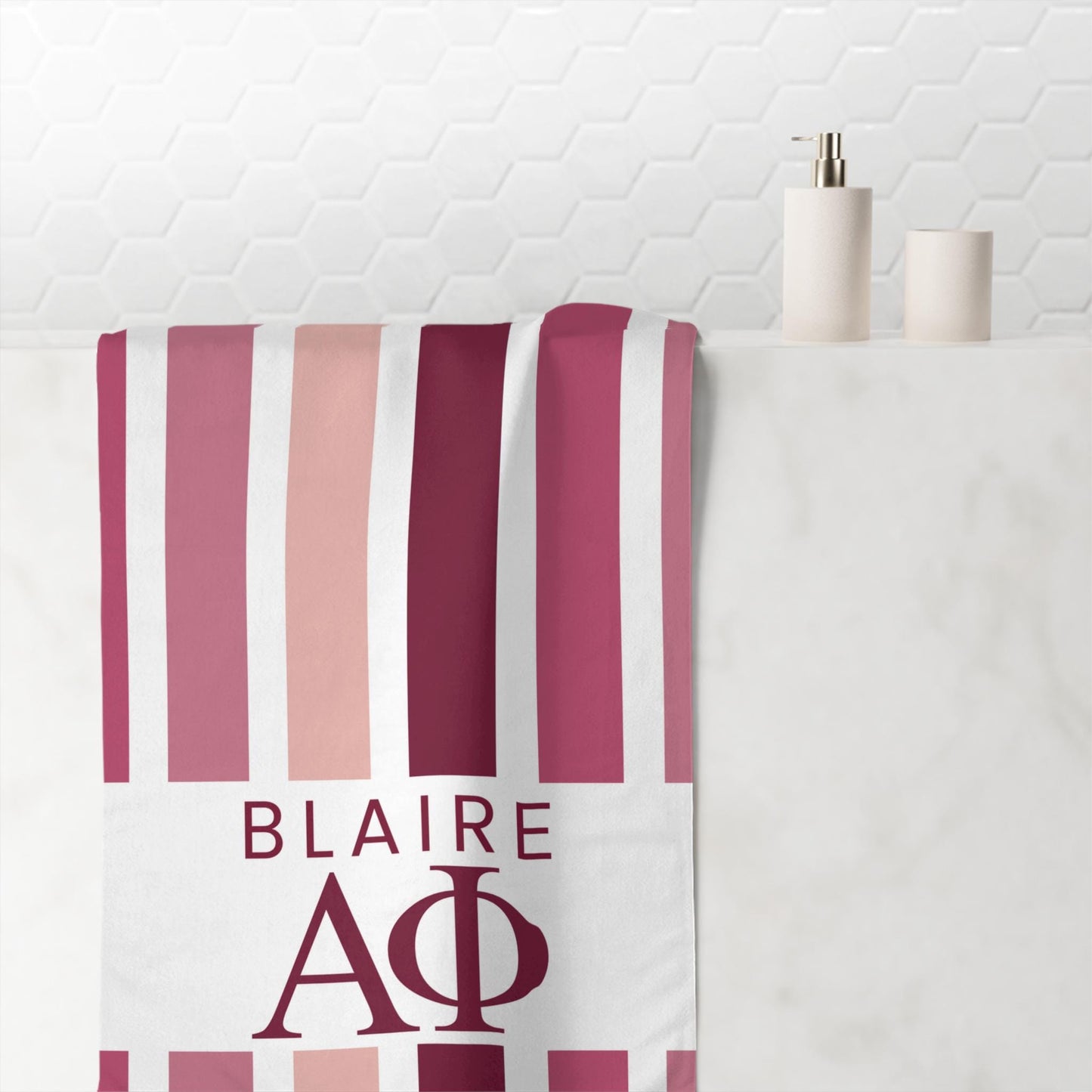 Alpha Phi Personalized Striped Beach Towel - Ivy Society