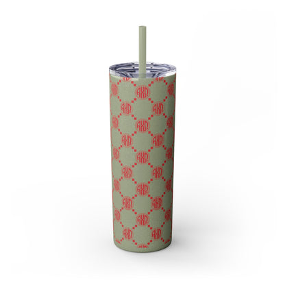 Alpha Chi Omega Monogram Print Skinny Tumbler - Ivy Society
