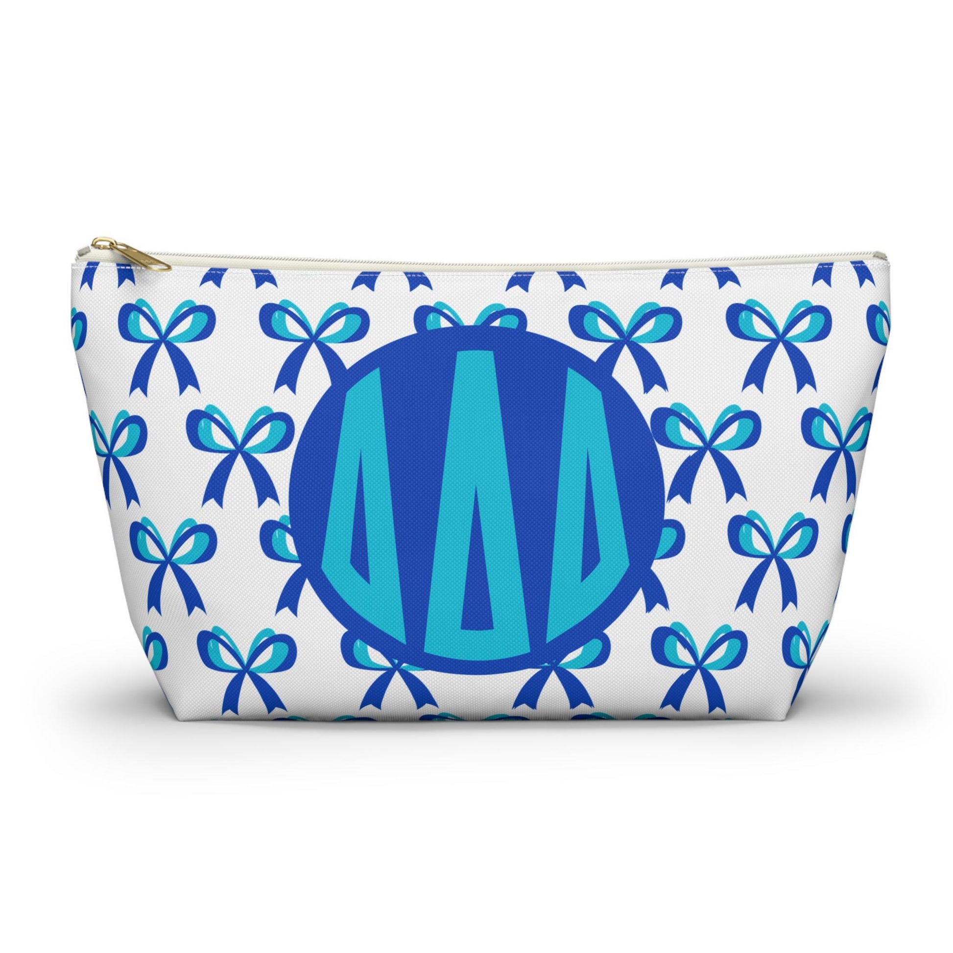 Tri Delta Monogram Bow Makeup Bag - Ivy Society