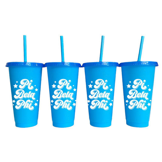 Pi Beta Phi Glitter Color Changing Cup 4 Pack - Ivy Society