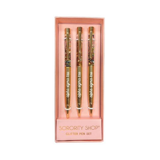 Alpha Sigma Tau Glitter Pens 3 Pack