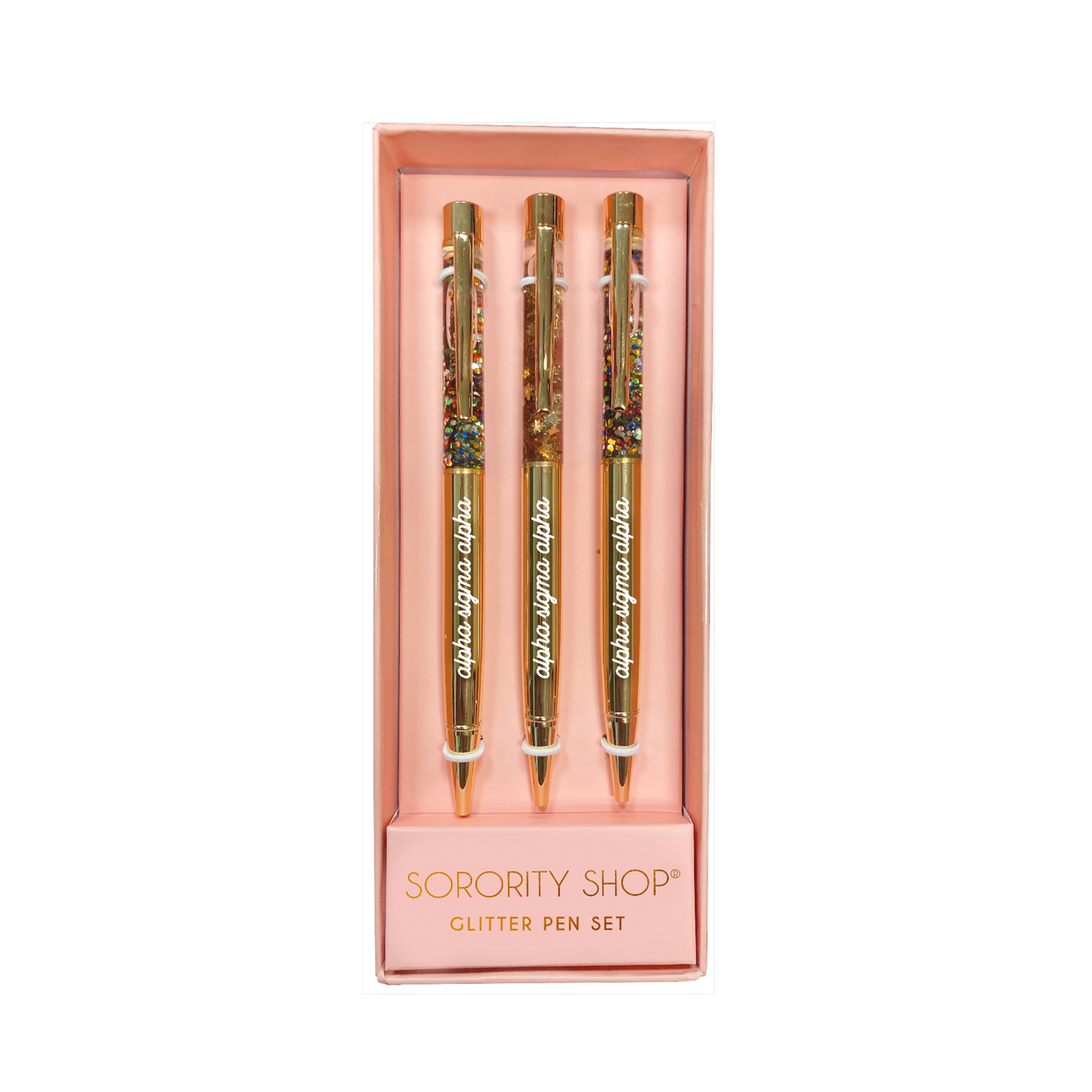 Alpha Sigma Alpha Glitter Pens 3 Pack