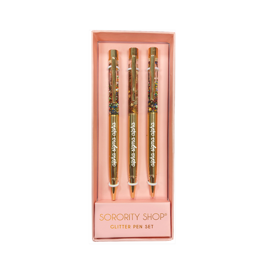 Alpha Sigma Alpha Glitter Pens 3 Pack