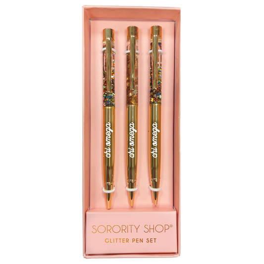 Chi Omega Glitter Pens 3 Pack - Ivy Society