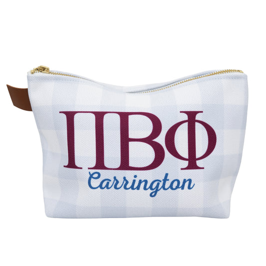 Pi Beta Phi Personalized Plaid Makeup Bag