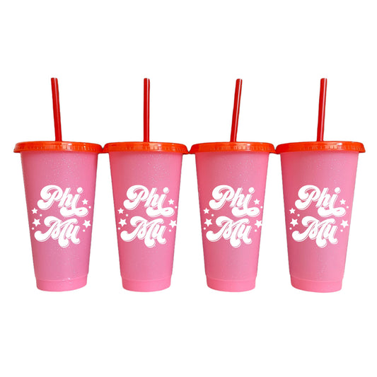 Phi Mu Pink Color Changing Cups 4 Pack - Ivy Society