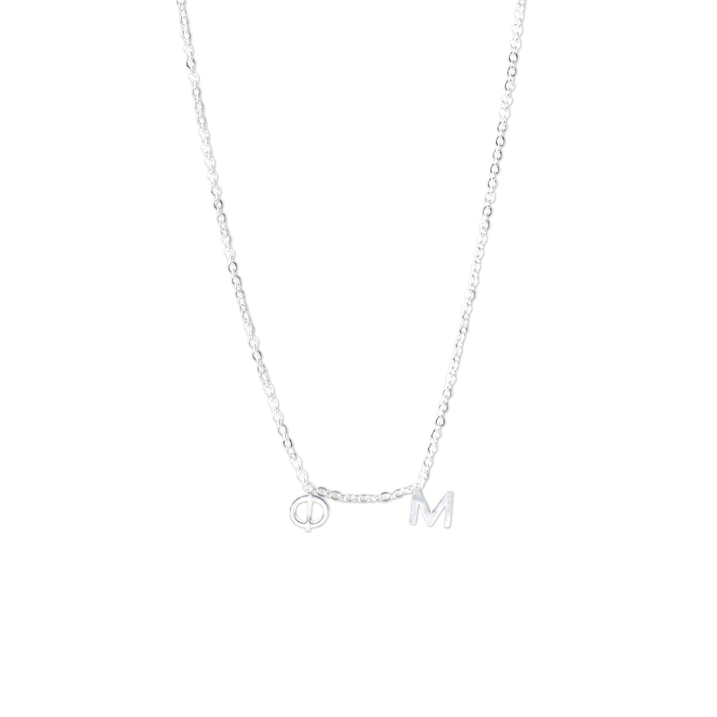 Phi Mu Silver Letters Necklace