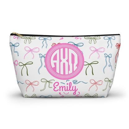 Alpha Chi Omega Personalized Bow Makeup Bag - Ivy Society