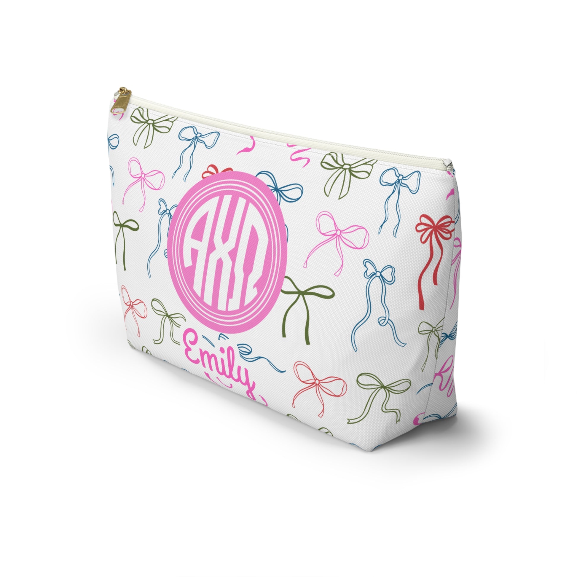 Alpha Chi Omega Personalized Bow Makeup Bag - Ivy Society