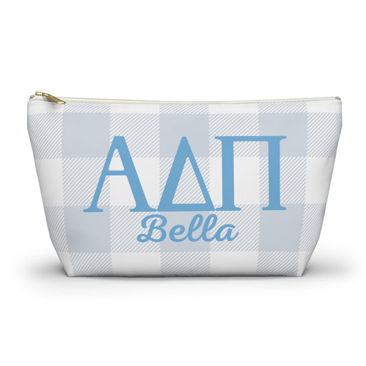 Alpha Delta Pi Personalized Checkered Makeup Bag - Ivy Society