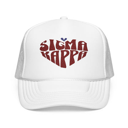 Embroidered Sigma Kappa Heart Trucker Hat - Ivy Society