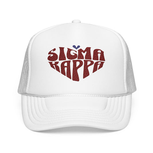 Embroidered Sigma Kappa Heart Trucker Hat - Ivy Society