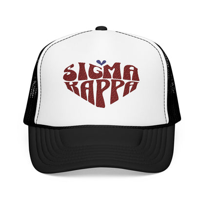 Embroidered Sigma Kappa Heart Trucker Hat - Ivy Society
