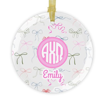 Alpha Chi Omega Personalized Bow Ornament - Ivy Society