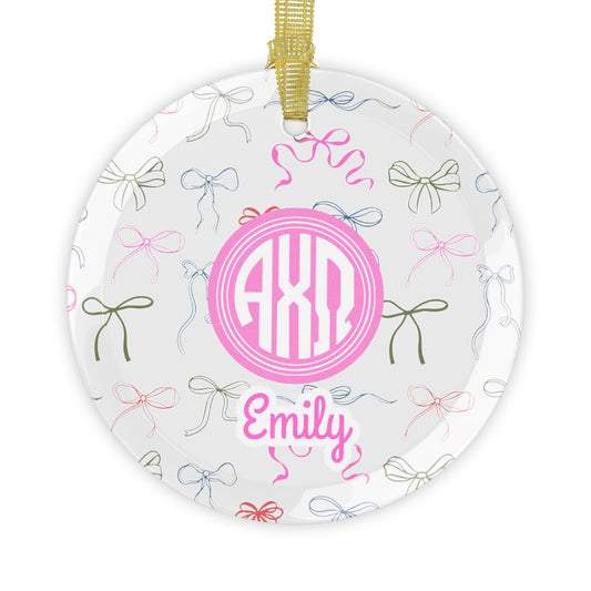 Alpha Chi Omega Personalized Bow Ornament - Ivy Society