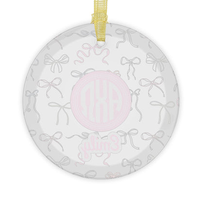 Alpha Chi Omega Personalized Bow Ornament - Ivy Society