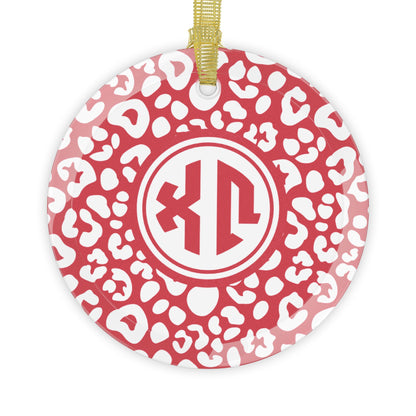 Chi Omega Leopard Glass Ornament - Ivy Society