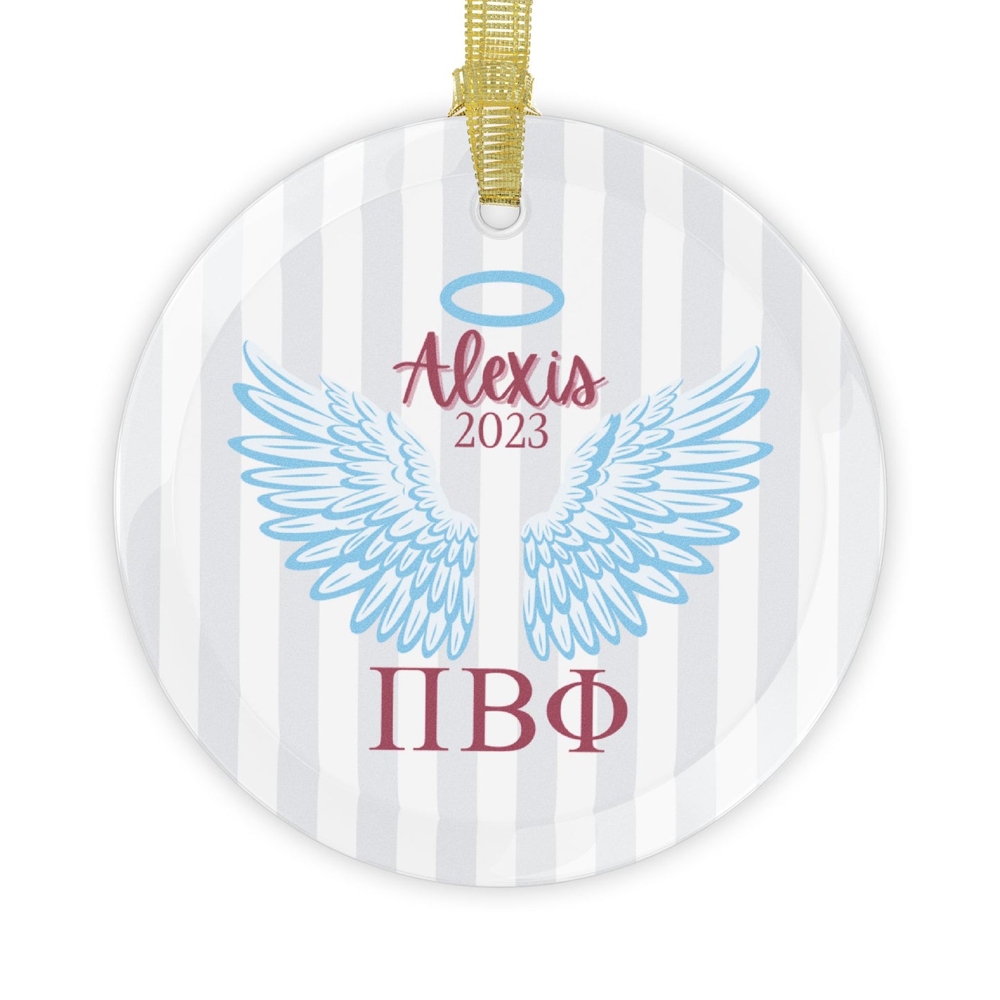 Pi Beta Phi Personalized Blue Angel Wing Ornament - Ivy Society